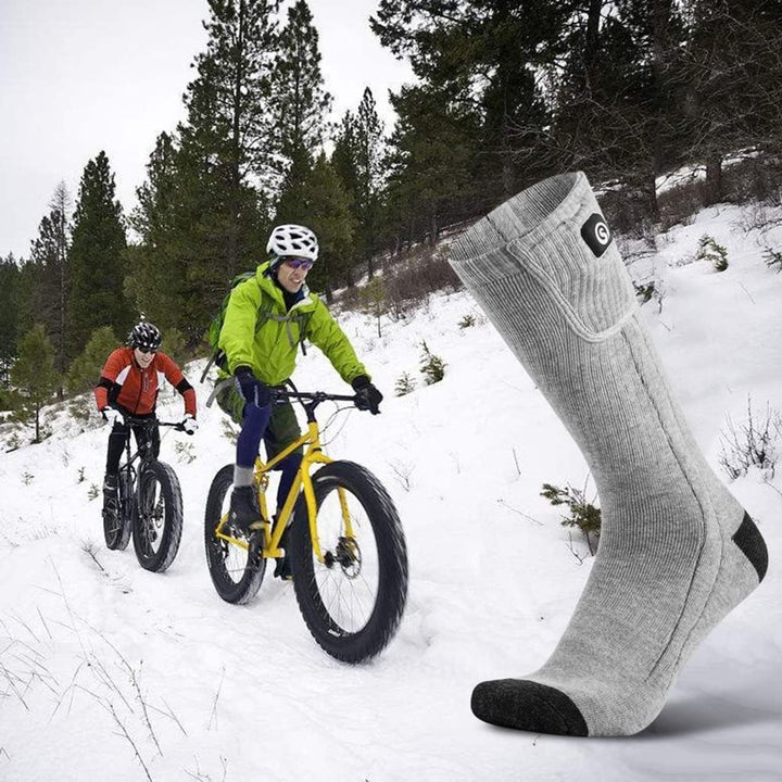 Rechargeable Heated Socks with Battery Pack, Moisture-Wicking Ankle and Soft Ribbed Knit