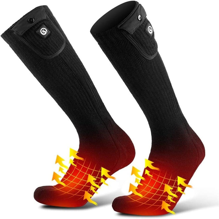 Rechargeable Heated Socks with Battery Pack, Moisture-Wicking Ankle and Soft Ribbed Knit