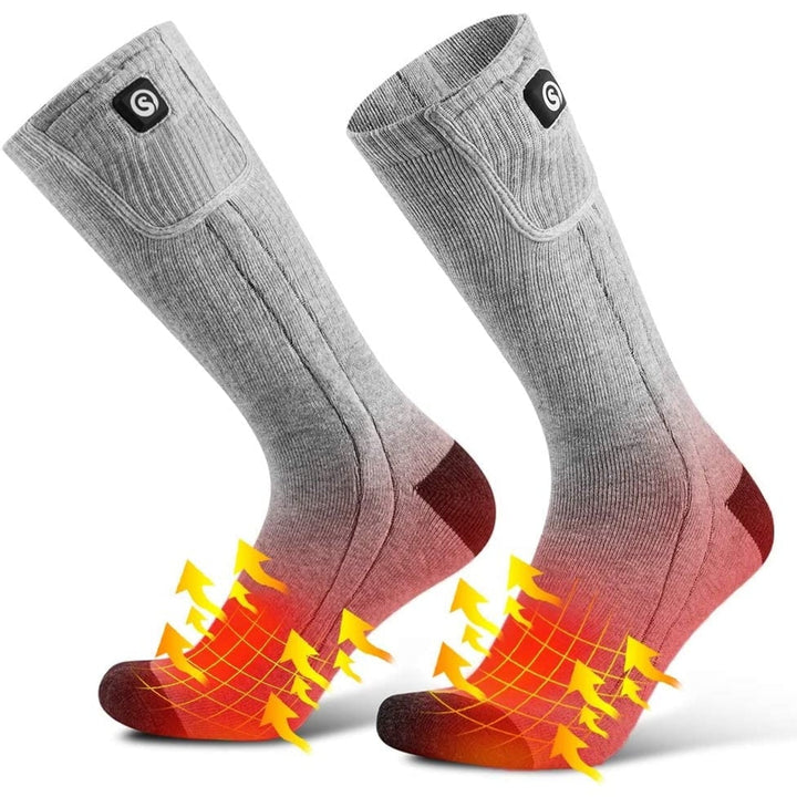 Rechargeable Heated Socks with Battery Pack, Moisture-Wicking Ankle and Soft Ribbed Knit
