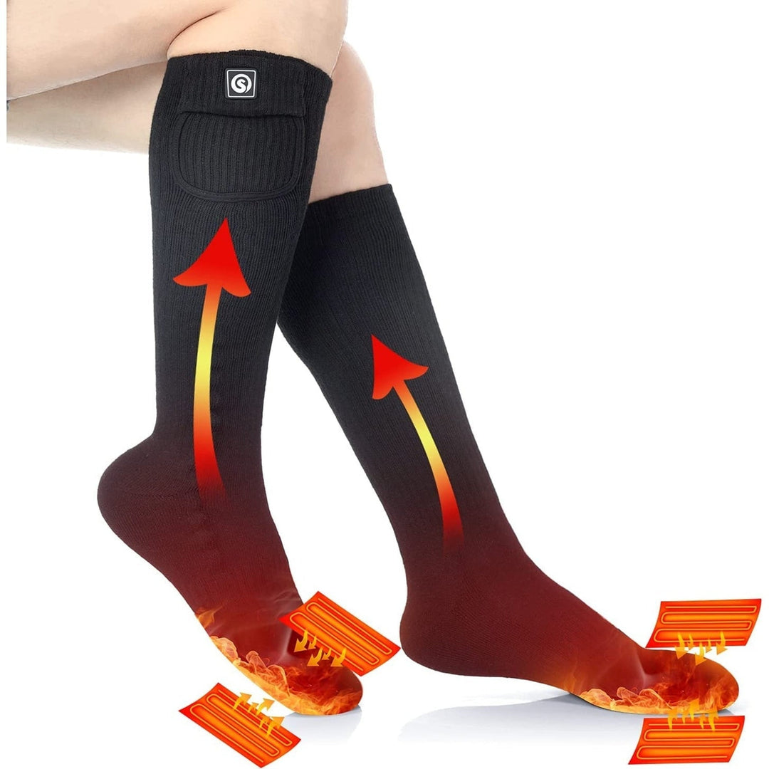 Rechargeable Heated Socks with Battery Pack, Moisture-Wicking Ankle and Soft Ribbed Knit