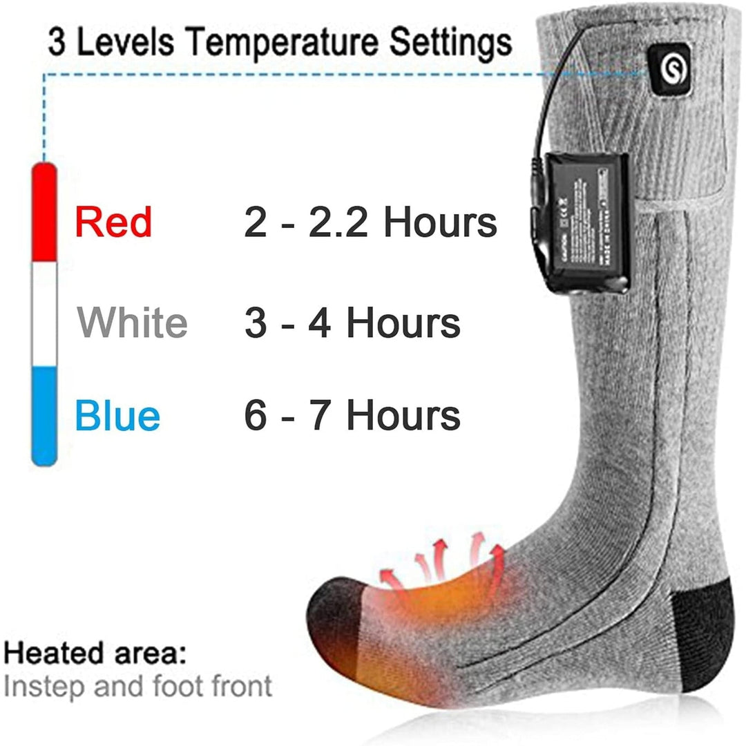 Rechargeable Heated Socks with Battery Pack, Moisture-Wicking Ankle and Soft Ribbed Knit