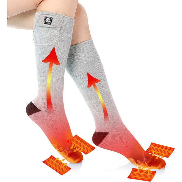 Rechargeable Heated Socks with Battery Pack, Moisture-Wicking Ankle and Soft Ribbed Knit