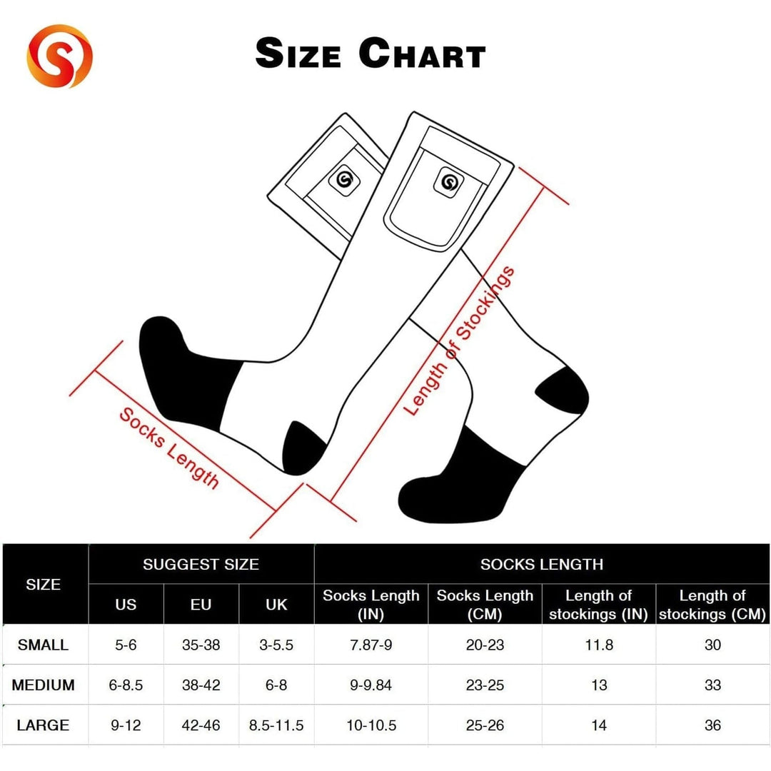 Rechargeable Heated Socks with Battery Pack, Moisture-Wicking Ankle and Soft Ribbed Knit