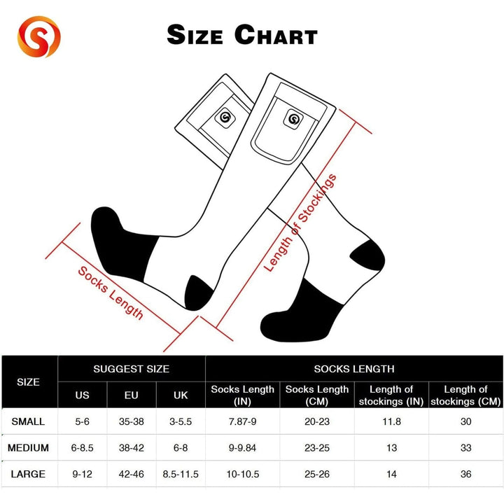 Rechargeable Heated Socks with Battery Pack, Moisture-Wicking Ankle and Soft Ribbed Knit