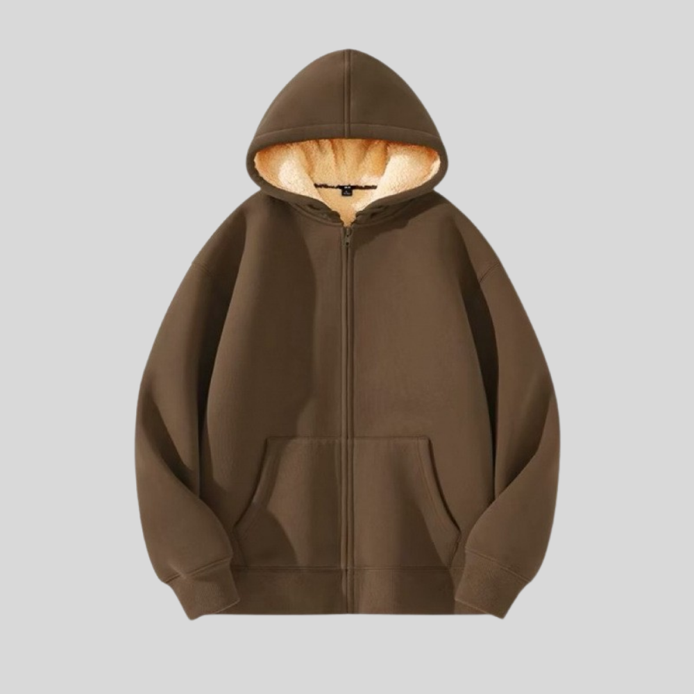Regular Fit Hooded Zip Jacket with Lined Interior – Non-Bulky Silhouette