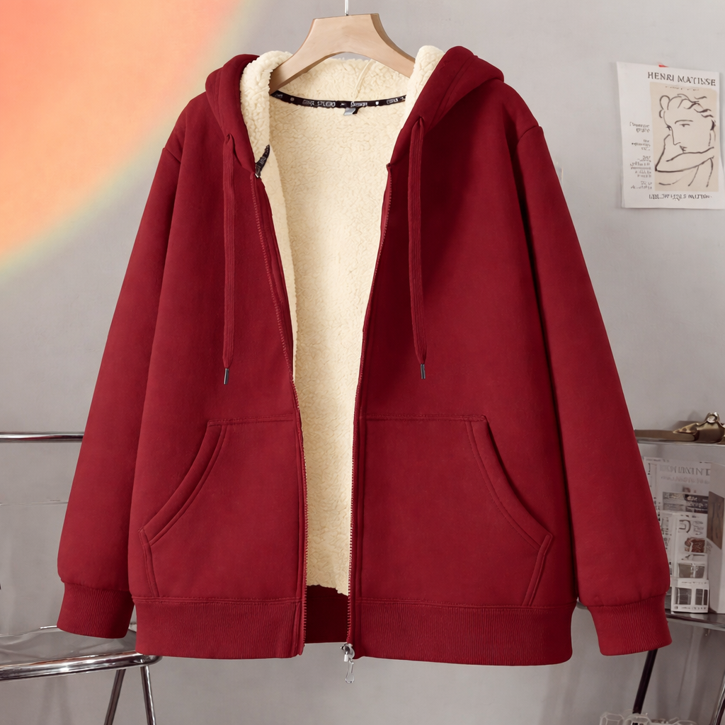 Regular Fit Hooded Zip Jacket with Lined Interior – Non-Bulky Silhouette