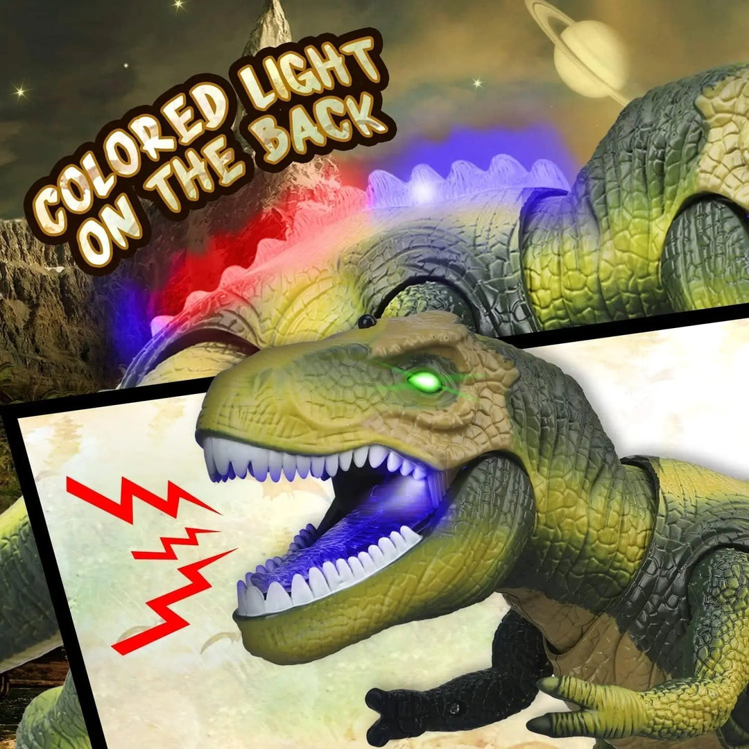 Remote Control T-Rex Dinosaur with LED Light, Walking &amp; Roaring Realistic Dinosaur Toys
