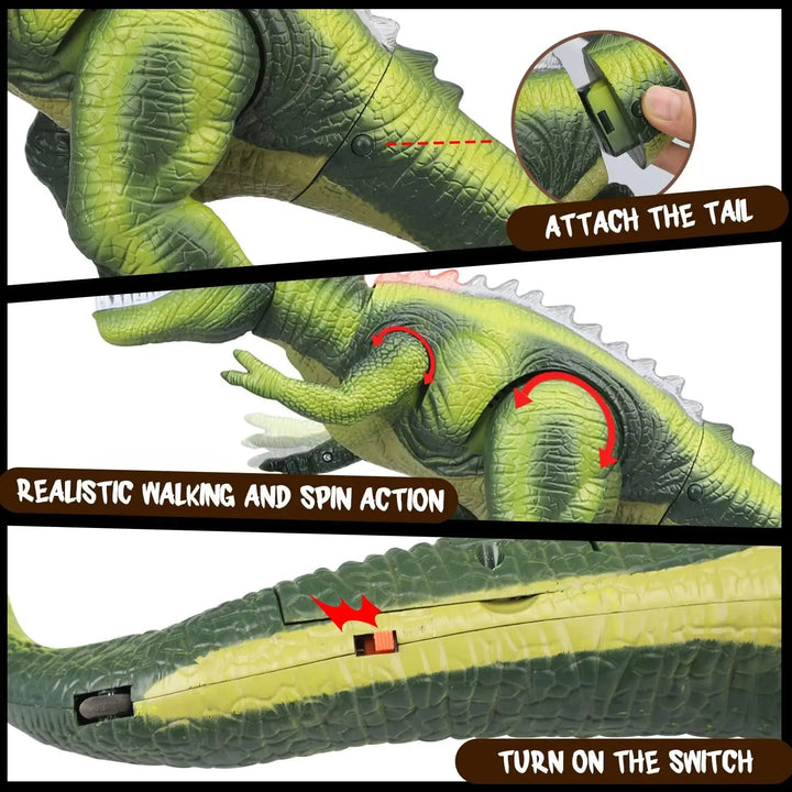 Remote Control T-Rex Dinosaur with LED Light, Walking &amp; Roaring Realistic Dinosaur Toys