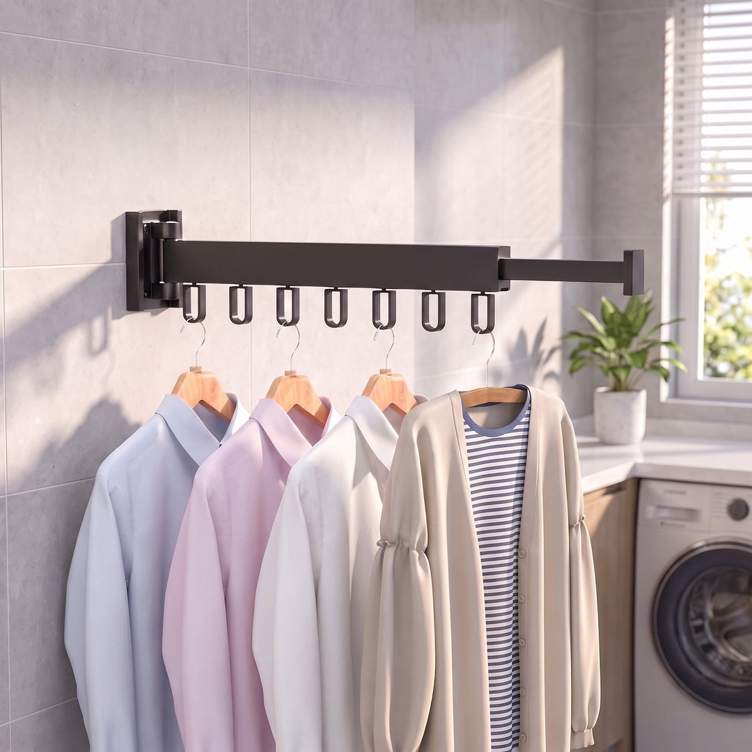Retractable Clothes Drying Rack with Adjustable Extension Arm