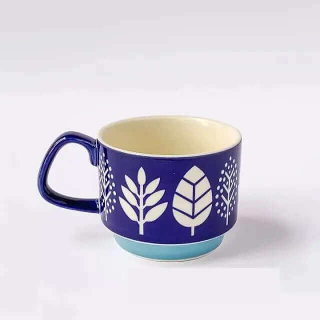 Retro Ceramic Coffee Mug with Handle – Mid-Century Design, 300 ml, Dishwasher and Microwave Safe