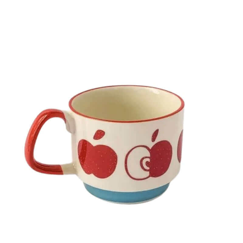 Retro Ceramic Coffee Mug with Handle – Mid-Century Design, 300 ml, Dishwasher and Microwave Safe