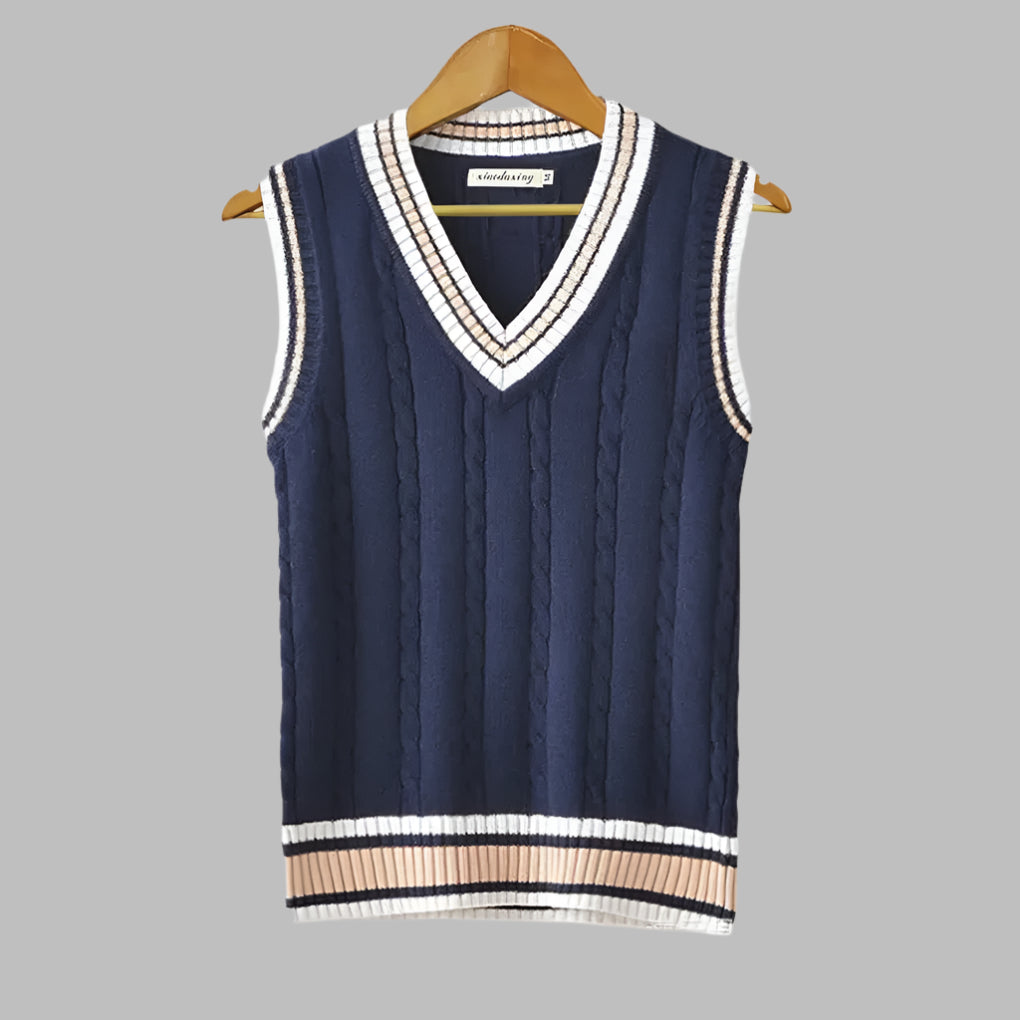 Retro Striped Preppy Sleeveless Sweater Vest