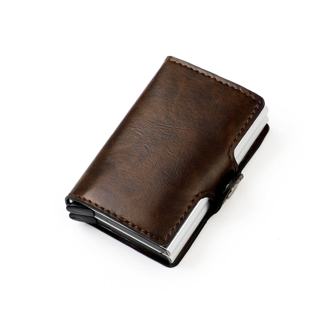 RFID Leather Wallet with Pop-up Aluminum Holders - Protect Your Cards and Identity