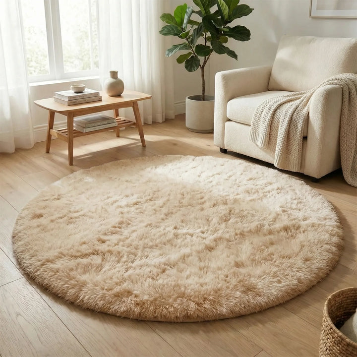 Round High-Pile Shag Rug