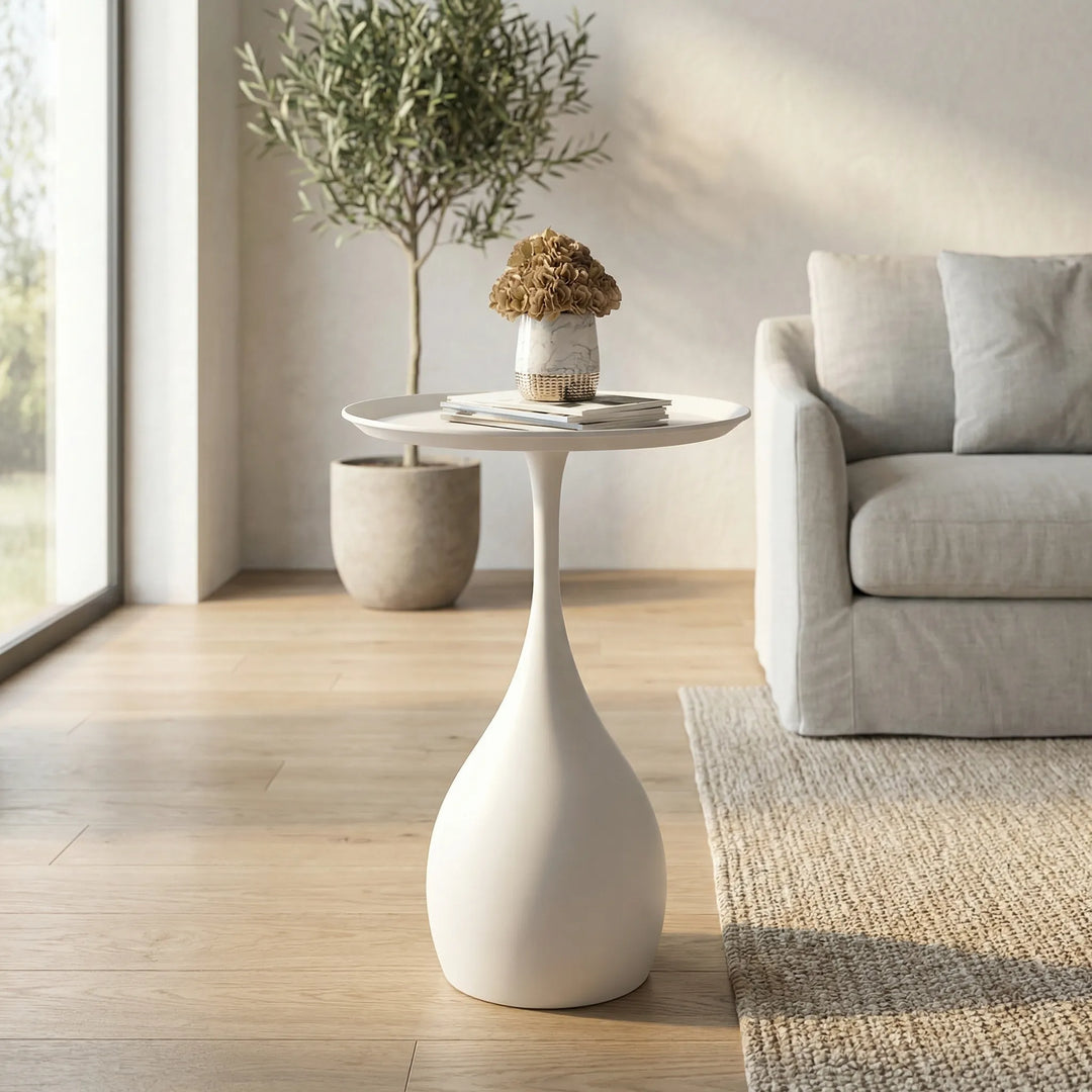 Round Side Table with Delicate Pedestal Base