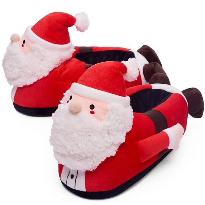 Santa Claus Slippers - Plush Slippers in Cheerful Santa Design