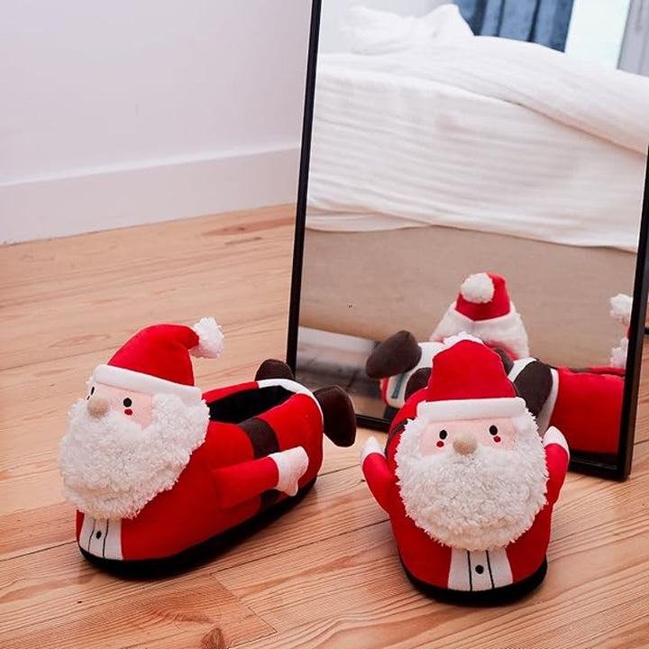 Santa Claus Slippers - Plush Slippers in Cheerful Santa Design