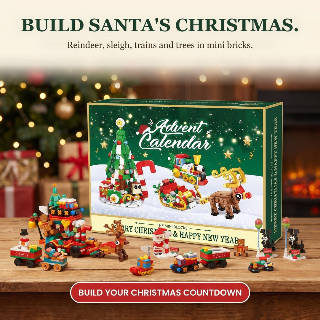 Mini Blocks Christmas Village Advent Calendar with Santa&