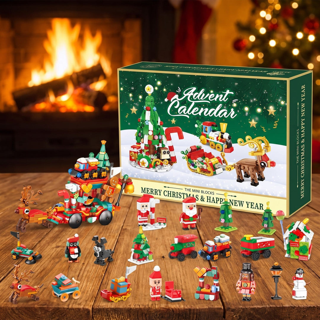 Mini Blocks Christmas Village Advent Calendar with Santa&