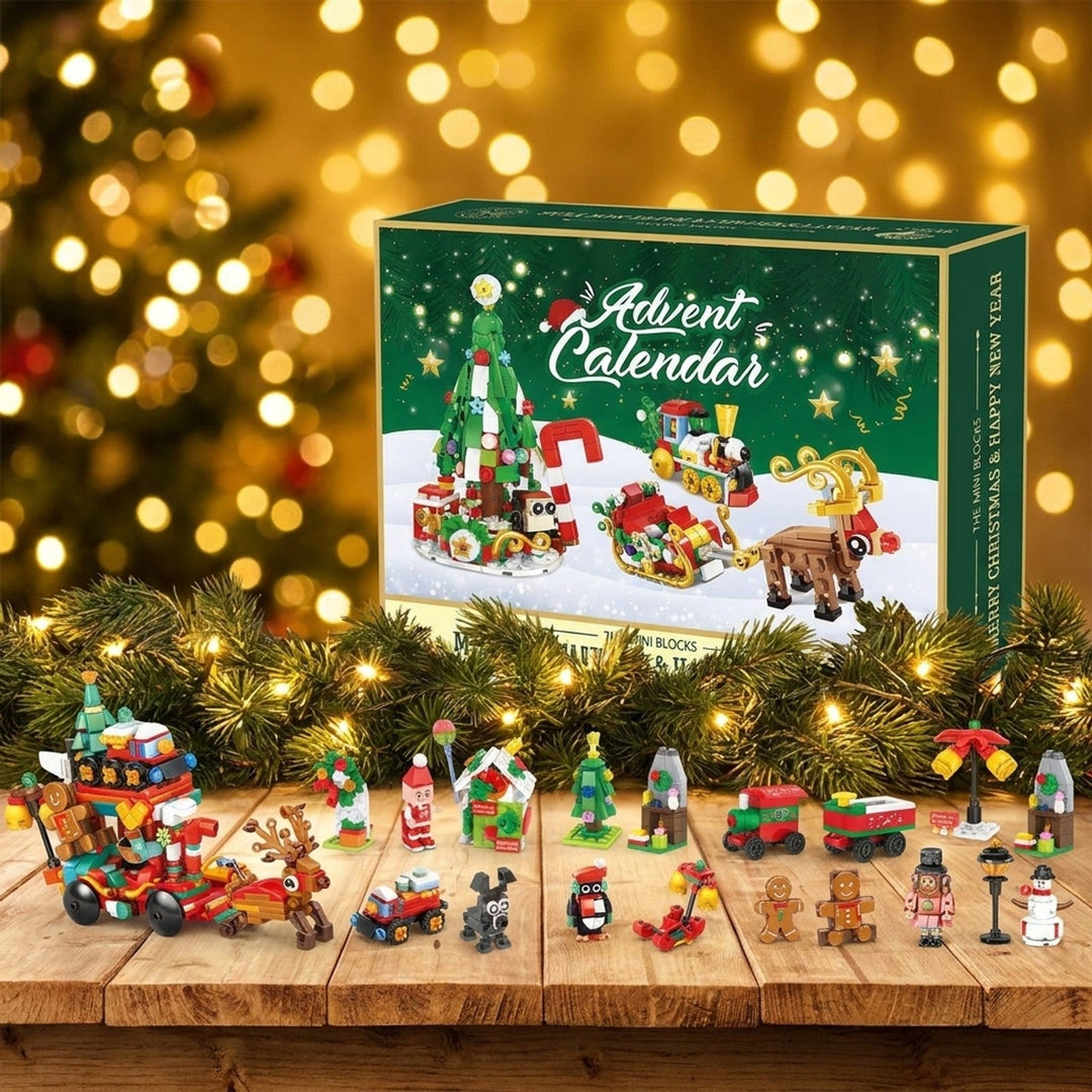 Mini Blocks Christmas Village Advent Calendar with Santa&