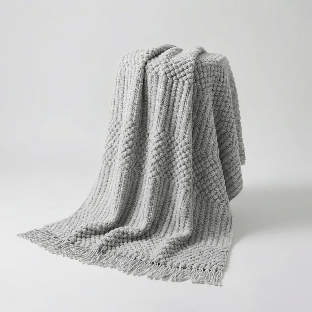Scandinavian-Style Knitted Sofa Throw Blanket