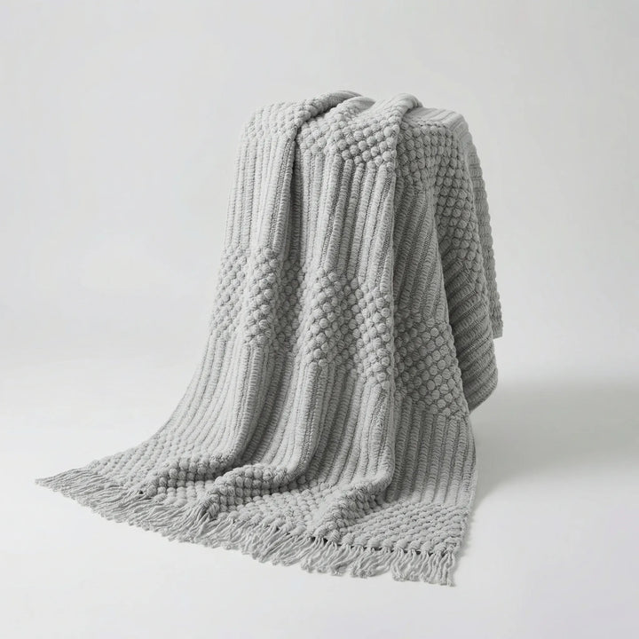 Scandinavian-Style Knitted Sofa Throw Blanket