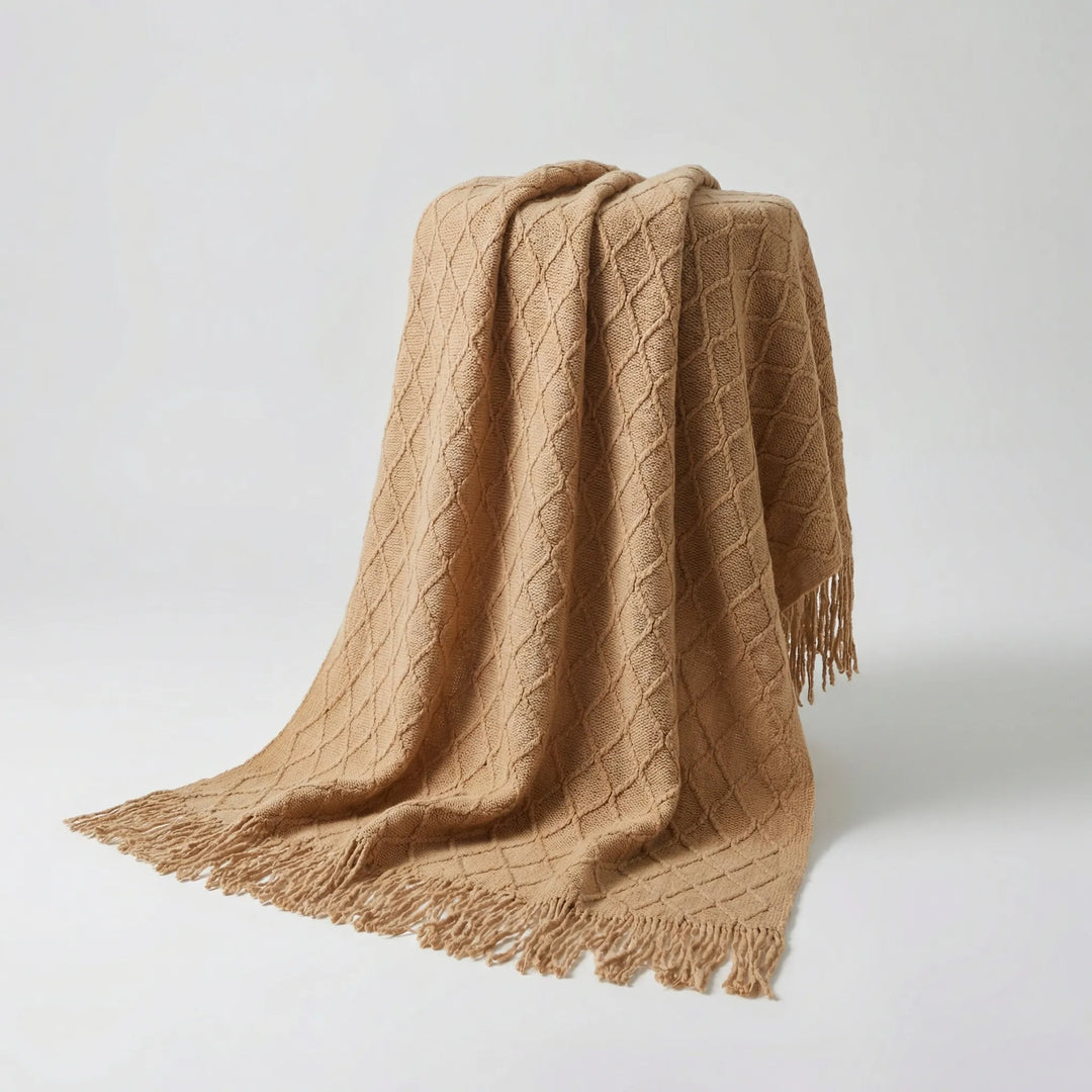 Scandinavian-Style Knitted Sofa Throw Blanket