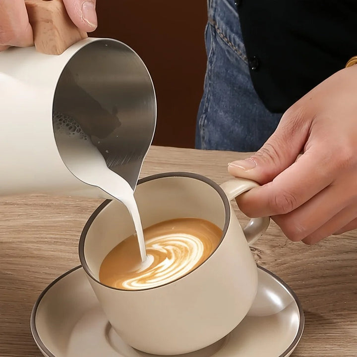 Scandinavian Wood Handle Stainless Milk Pitcher