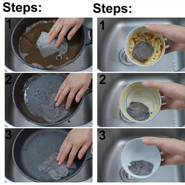 ScrubMaster - Multifunctional Dish Cloth Made of Steel Wire, Reusable &amp; Effective
