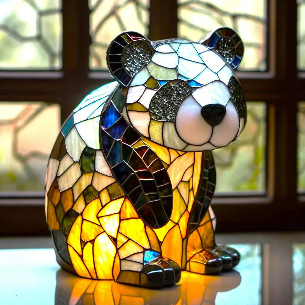 Sculptural Glass Lamp with Animal Motifs in Subtle Light