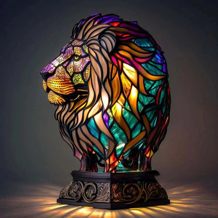 Sculptural Glass Lamp with Animal Motifs in Subtle Light