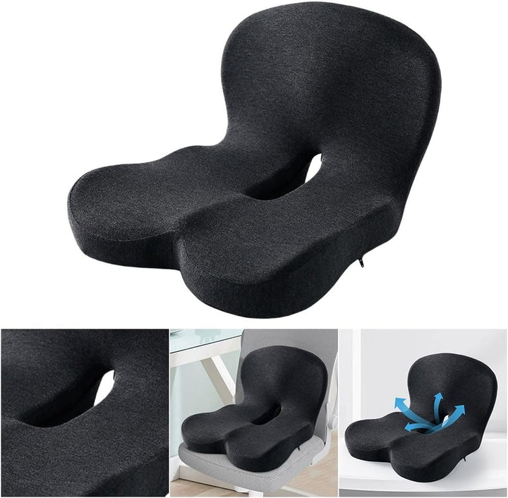 Seat Cushion with Lumbar Support – Memory Foam for Office &amp; Car