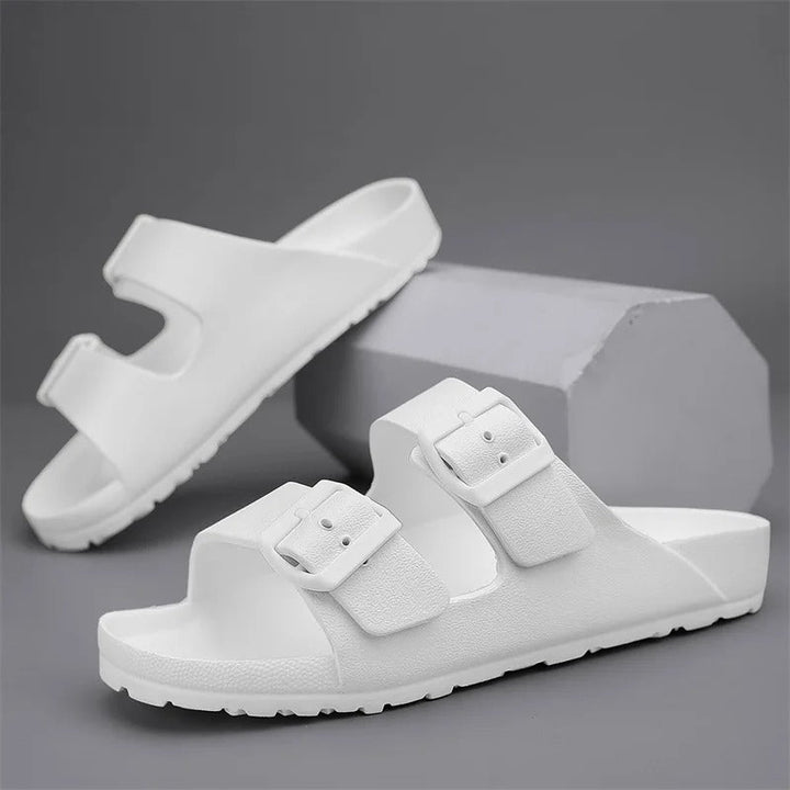 Shock-Absorbing Slippers with Buckles