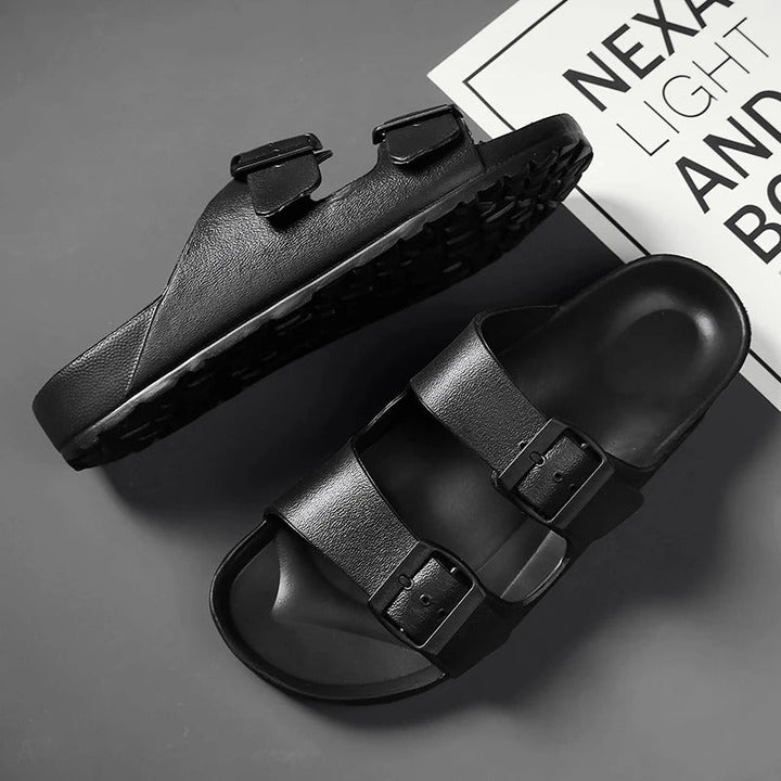 Shock-Absorbing Slippers with Buckles