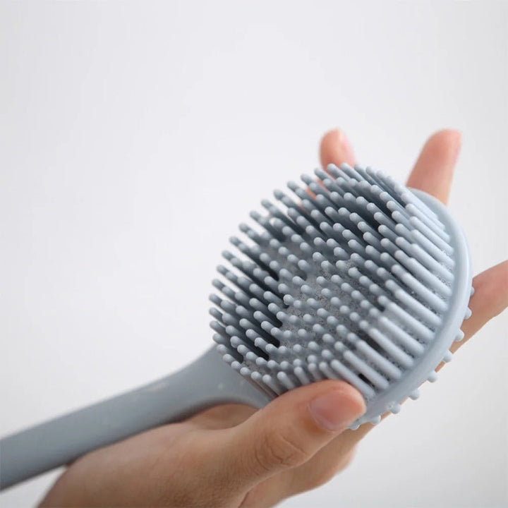 Silicone Shower Brush with Long Handle – Exfoliate and Massage