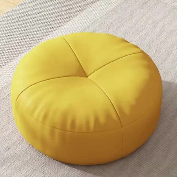 Simple Japanese-Style Round Nappa Leather Floor Cushion