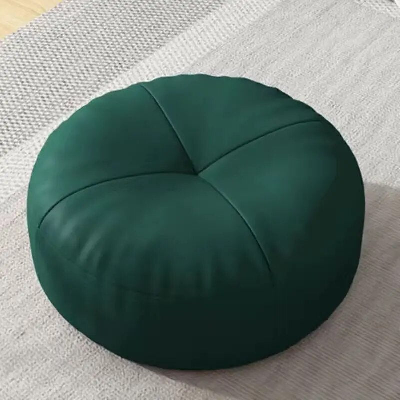Simple Japanese-Style Round Nappa Leather Floor Cushion
