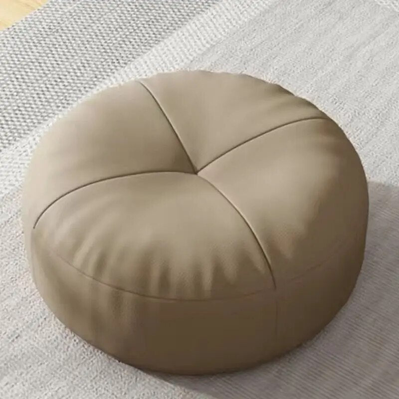 Simple Japanese-Style Round Nappa Leather Floor Cushion