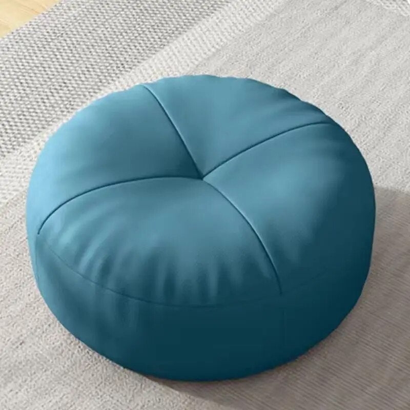 Simple Japanese-Style Round Nappa Leather Floor Cushion