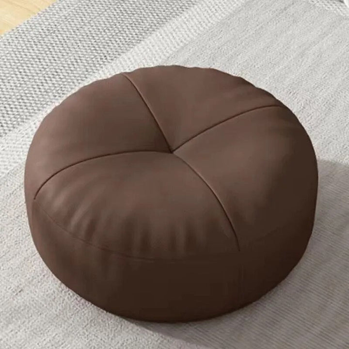 Simple Japanese-Style Round Nappa Leather Floor Cushion