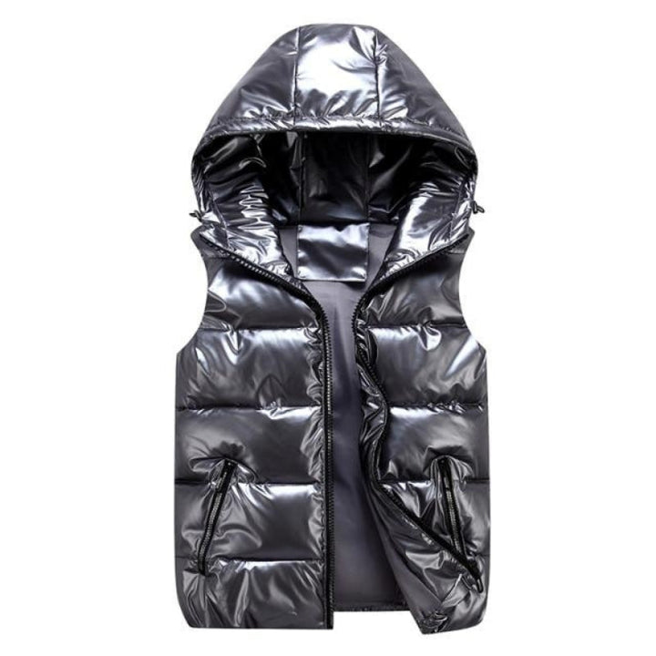 Sleeveless Hooded Jacket with Zipper