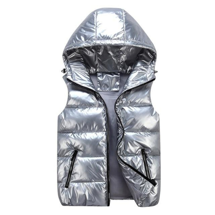 Sleeveless Hooded Jacket with Zipper