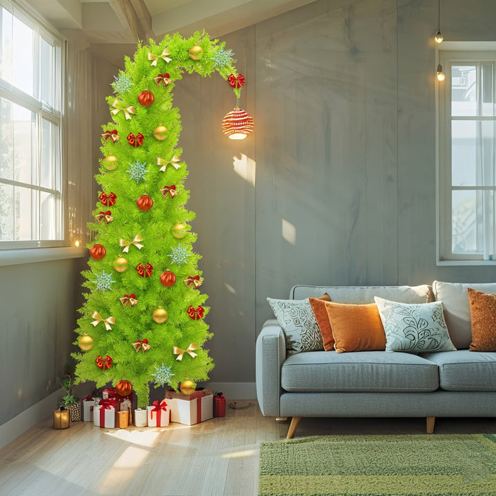 Slim Artificial Christmas Tree - Compact Vertical Profile