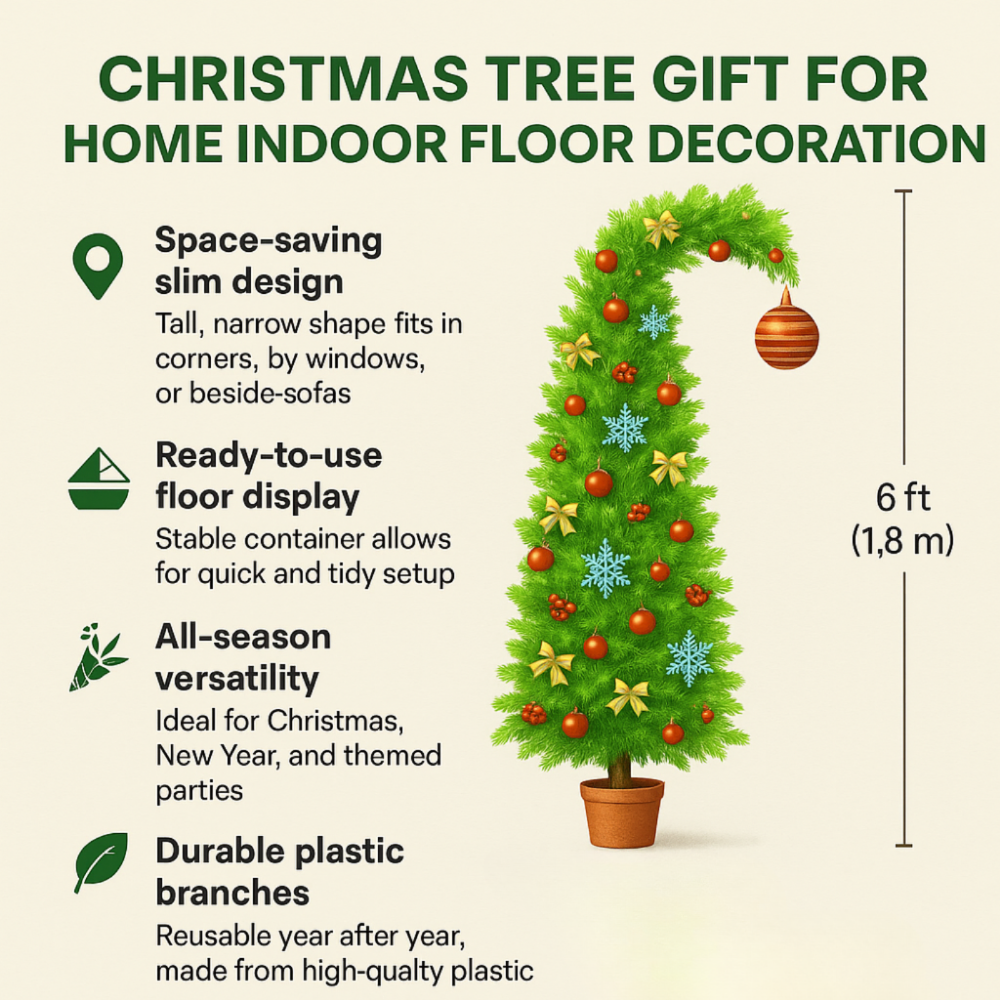 Slim Artificial Christmas Tree - Compact Vertical Profile