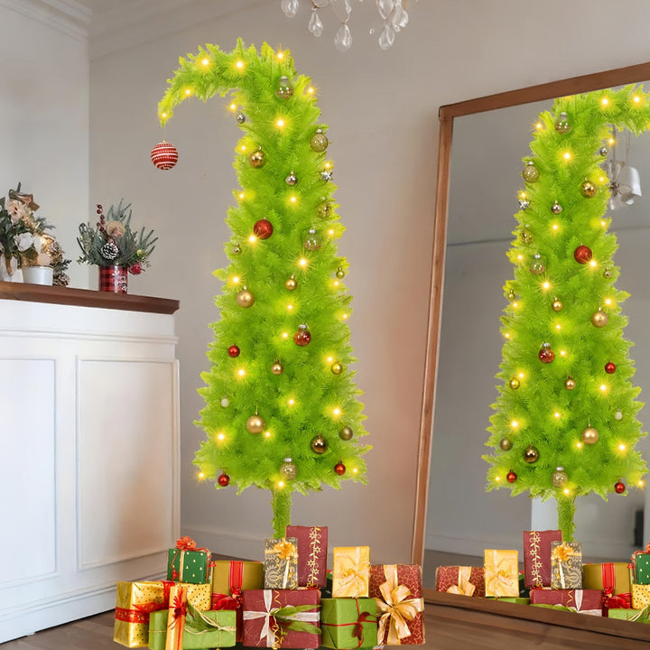 Slim Artificial Christmas Tree - Compact Vertical Profile