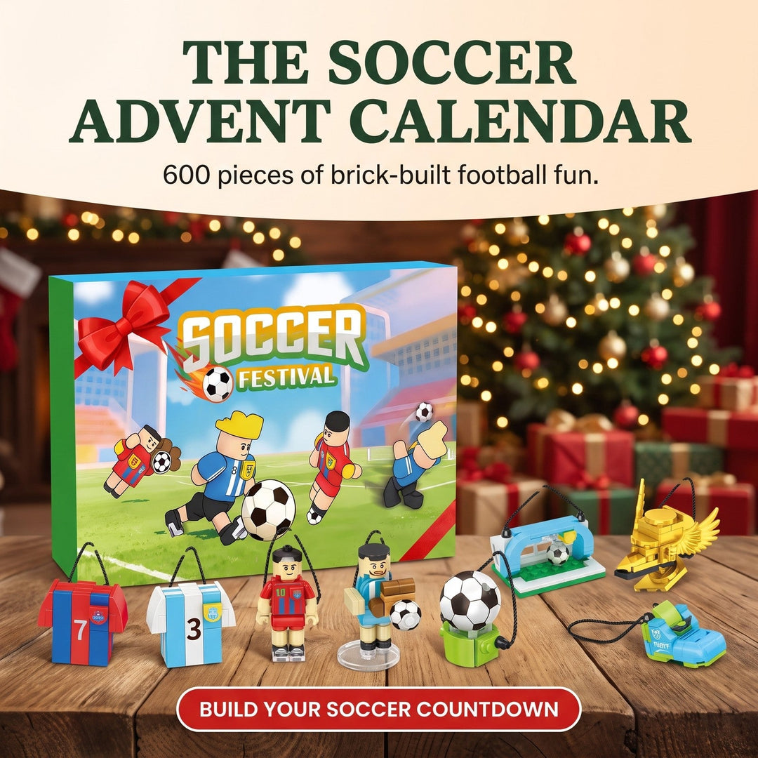 Soccer Festival Brick Advent Calendar, 600 Pieces of Hanging Soccer Ornaments