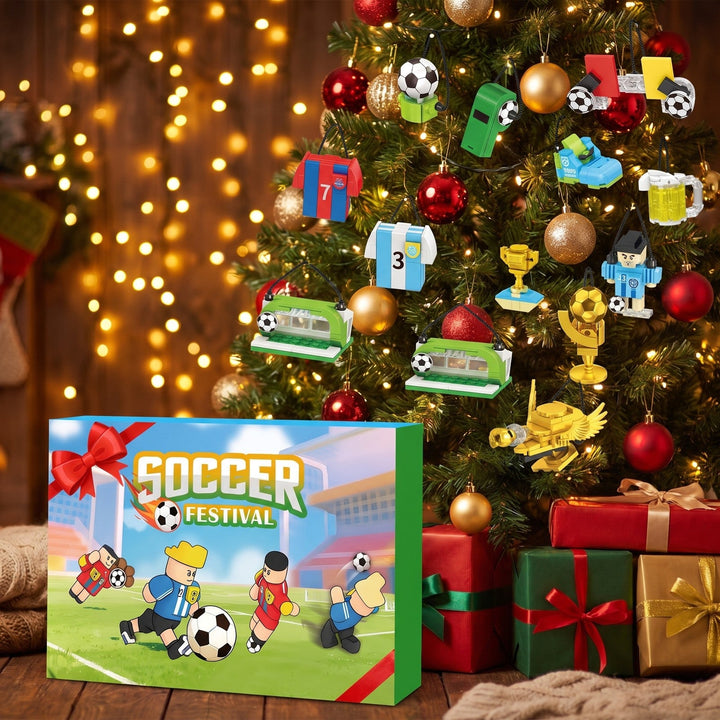 Soccer Festival Brick Advent Calendar, 600 Pieces of Hanging Soccer Ornaments