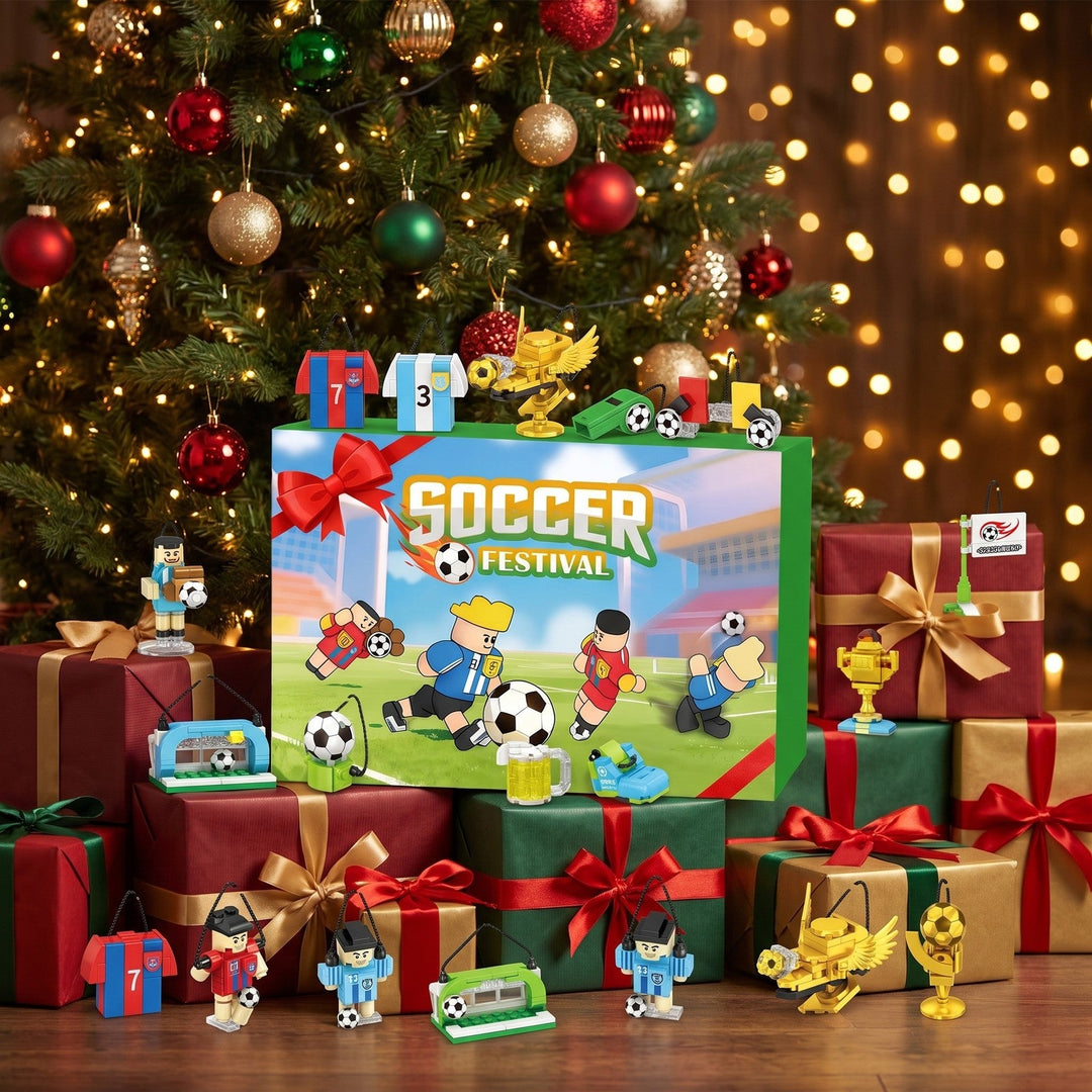 Soccer Festival Brick Advent Calendar, 600 Pieces of Hanging Soccer Ornaments