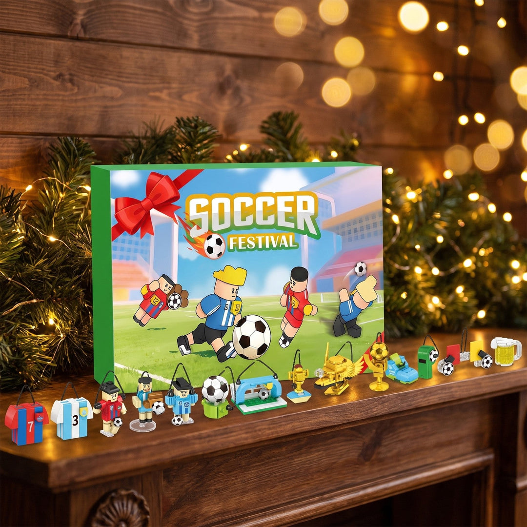 Soccer Festival Brick Advent Calendar, 600 Pieces of Hanging Soccer Ornaments