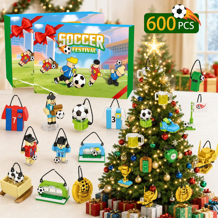 Soccer Festival Brick Advent Calendar, 600 Pieces of Hanging Soccer Ornaments